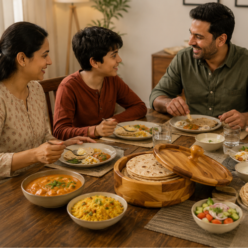 Small Wooden Roti Server – Insulated Hot Pot with Natural Wood Grain Finish