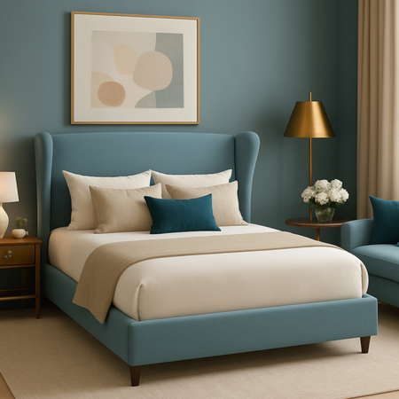 Zeriphine Modern King Size Bed With Upholstered Headboard