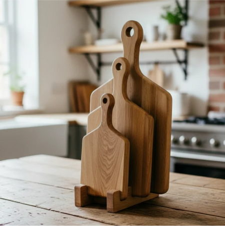 Wooden Paddle Chopping Board Set of 3 with Handle | Solid Wood Cutting Board, Kitchen Chopping & Serving Boards