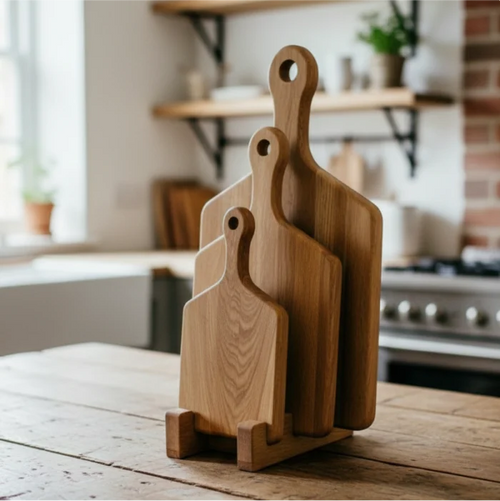 Wooden Paddle Chopping Board Set of 3 with Handle | Solid Wood Cutting Board, Kitchen Chopping & Serving Boards