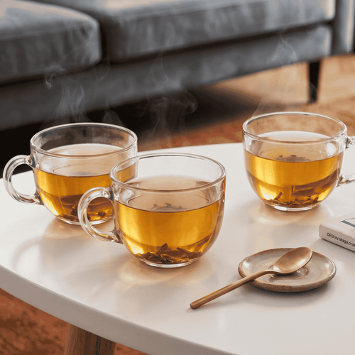 Clear Glass Coffee Cups Set of 2 by Intaryaa - full set