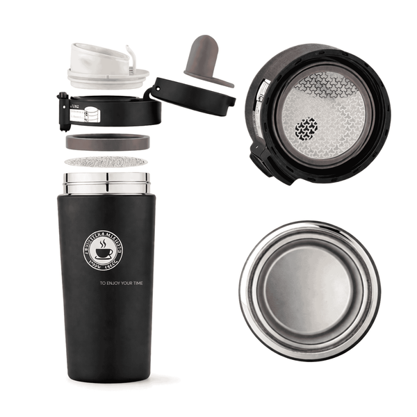 Black Vacuum Insulated Stainless Steel Coffee Mug with Lid | Leakproof Travel Tumbler – 450 ML