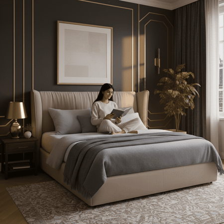 Celeste Cove Modern King Size Bed With Upholstered Headboard