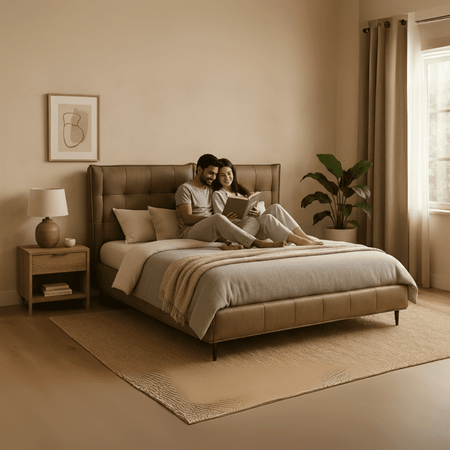 Dusk Royale Modern King Size Bed With Upholstered Headboard
