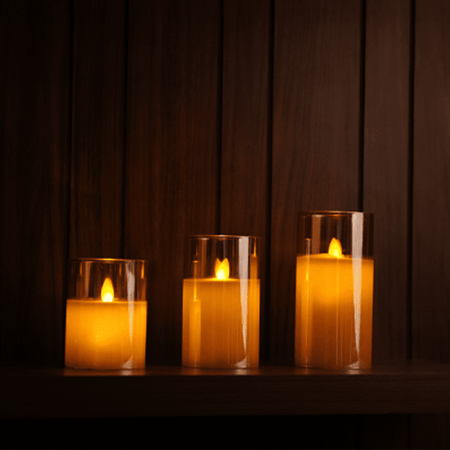 Eterna Light Modern Glass Candle Sleeves for Flameless LED Pillars - Set of 3