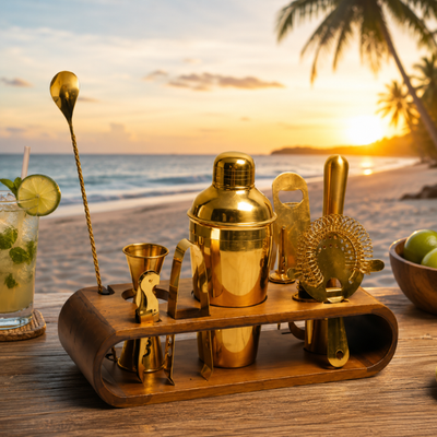 Home Bar Accessories Guide - Gold Finish 7-Piece Bar Tool Set