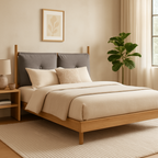 Ode Modern King Size Bed With Upholstered Headboard