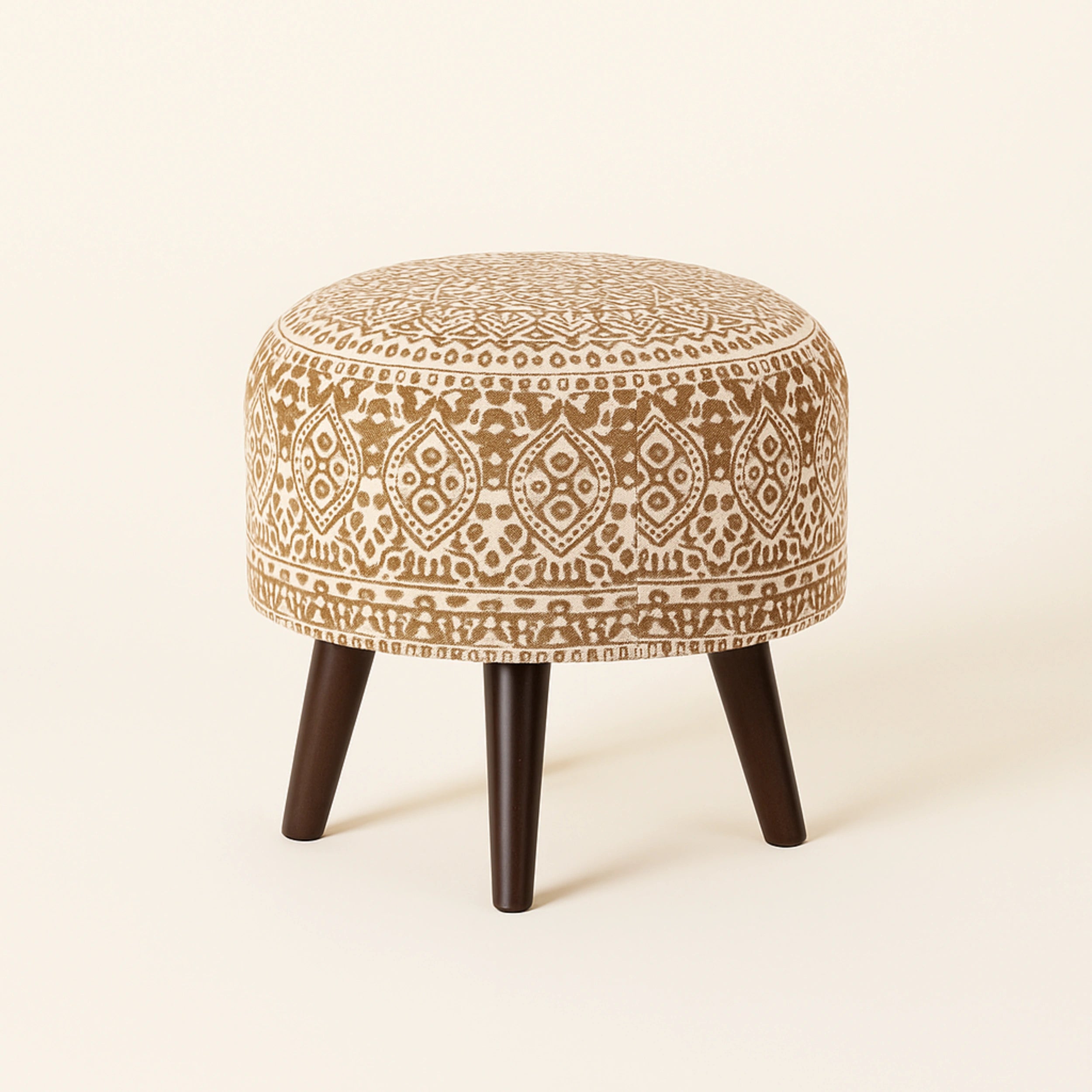Boho Printed Upholstered Ottoman Stool