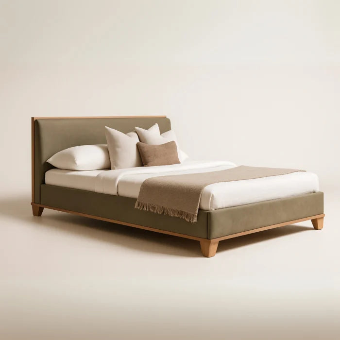 Quinnwell Modern King Size Bed With Upholstered Headboard