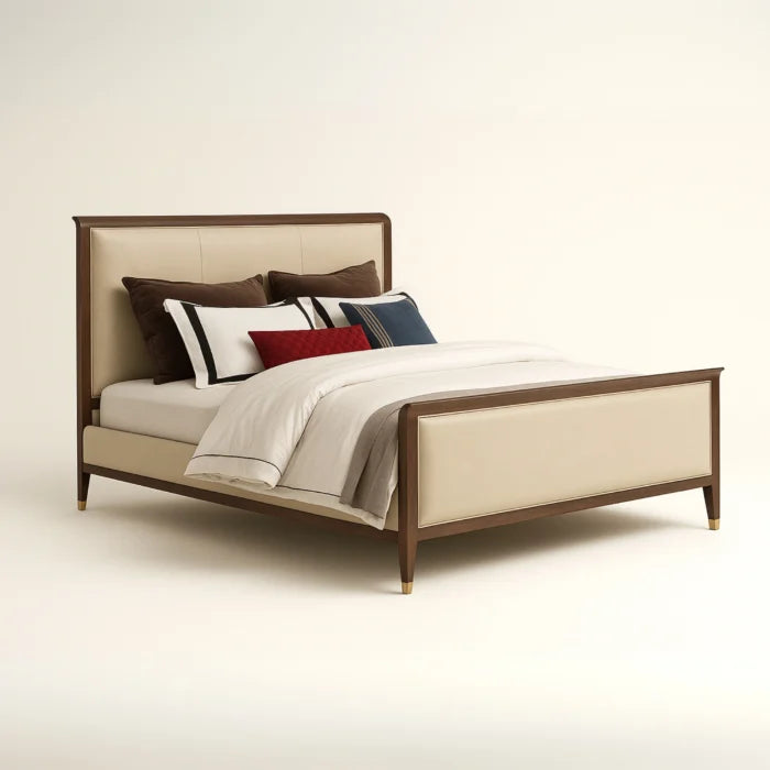 Linn Modern King Size Bed With Upholstered Headboard