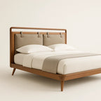Leorose Modern King Size Bed With Upholstered Headboard