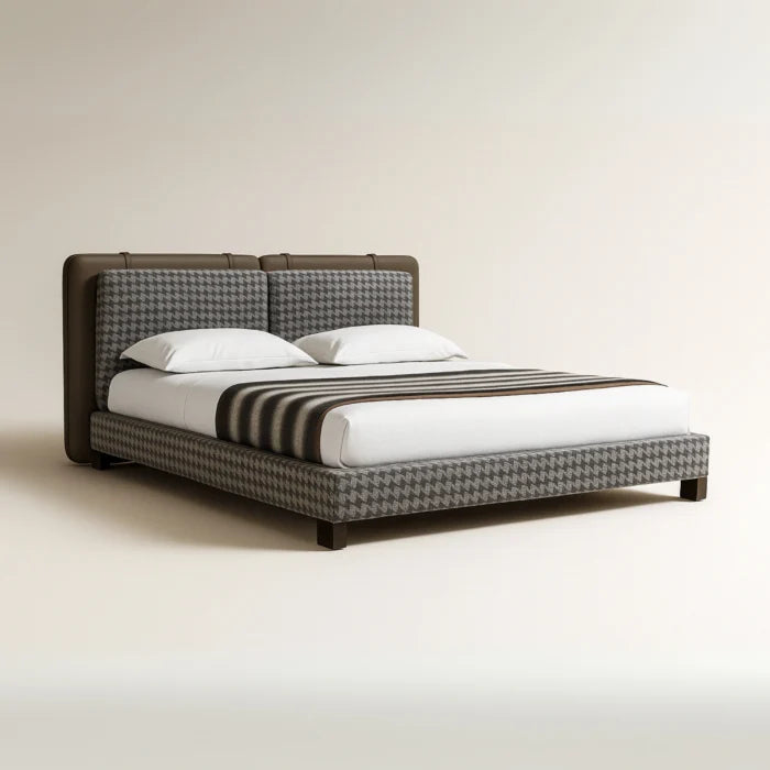 Backtrack Modern King Size Bed With Upholstered Headboard
