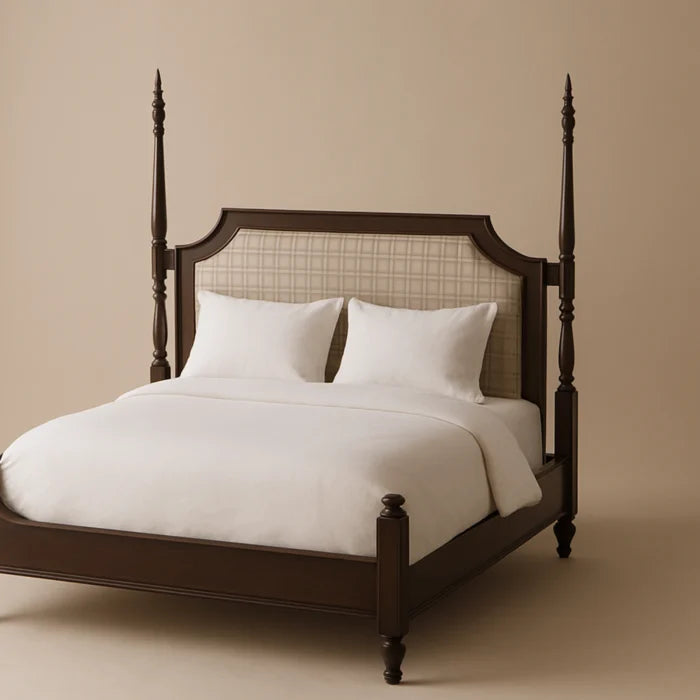 Auriel Frame Modern King Size Bed With Upholstered Headboard