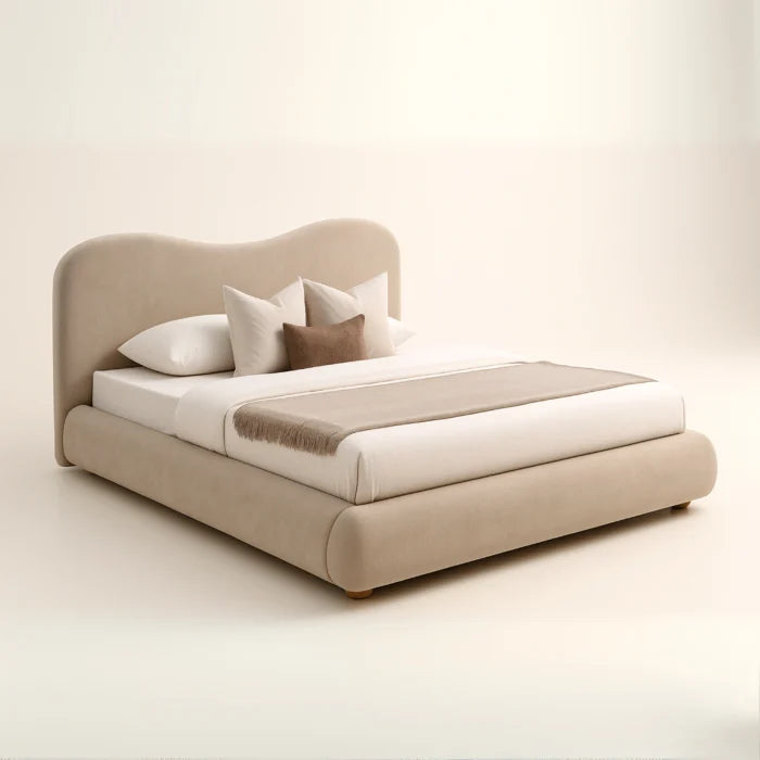 Ellin Modern King Size Bed With Upholstered Headboard