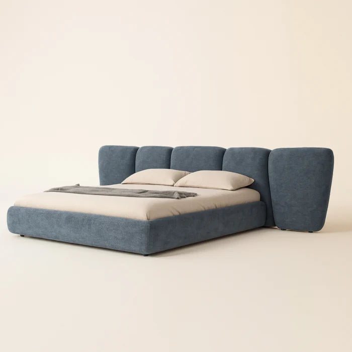 Solace Frame Modern King Size Bed With Upholstered Headboard
