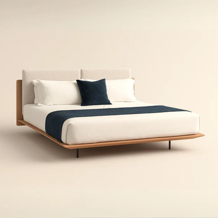 Noll Modern King Size Bed With Upholstered Headboard
