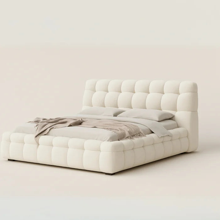 Solenne Modern King Size Bed With Upholstered Headboard