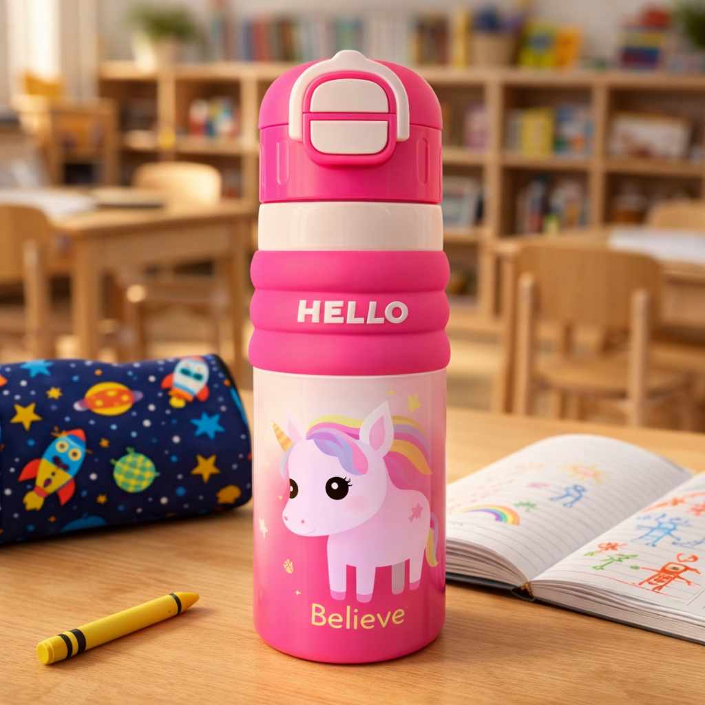 Unicorn Kids Water Bottle – Leak-Proof, BPA-Free, & Easy-Grip Design for School and Play