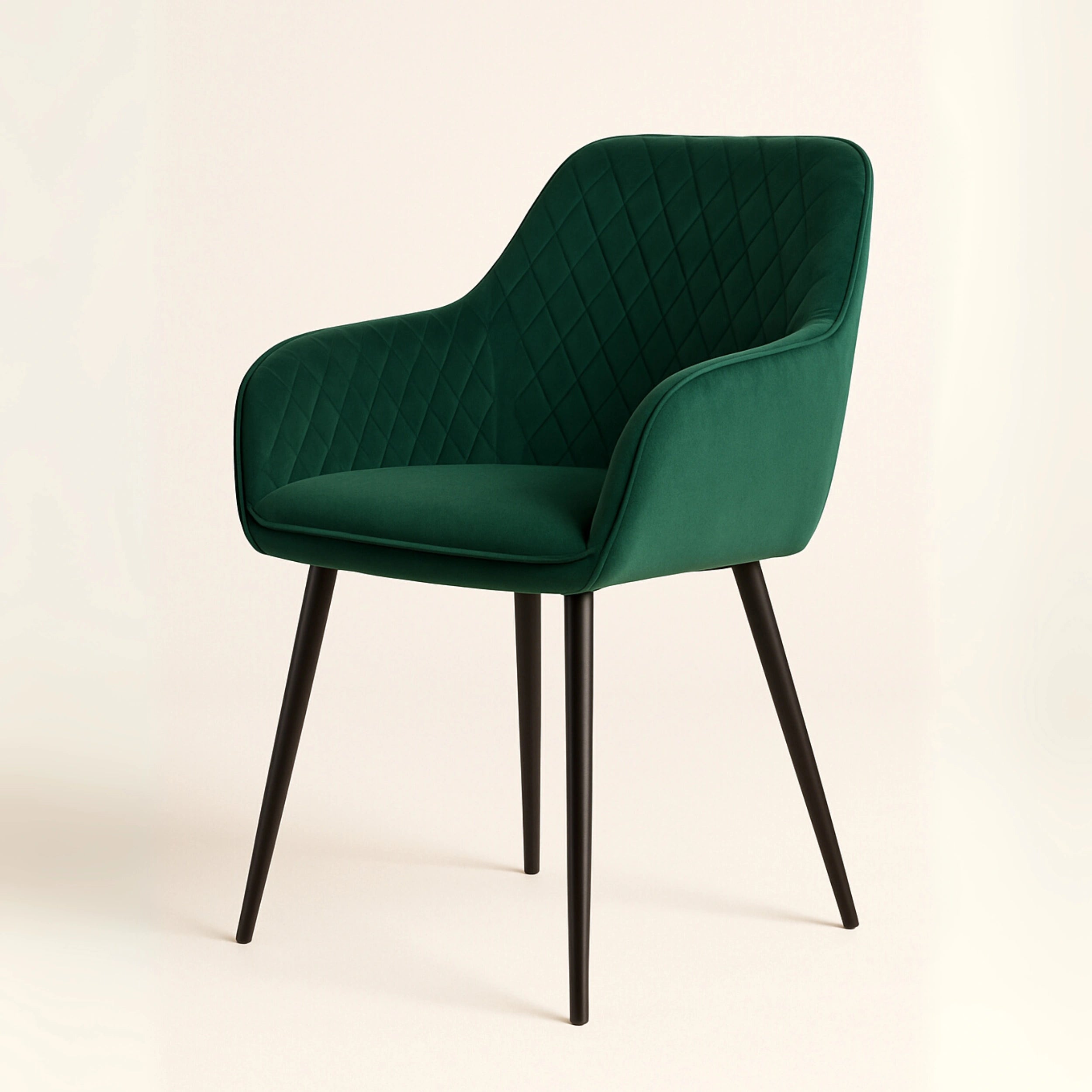 Quilt Upholstered Dining Chair with Wooden Legs