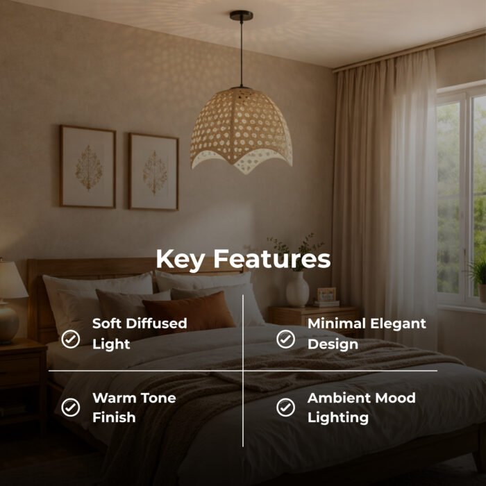 AuraGlow Hanging Ceiling Lamp – Bamboo Dome Pendant