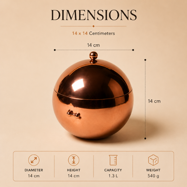 Sphere Chill Copper Edition Ice Bucket – Insulated Spherical Barware with Lid