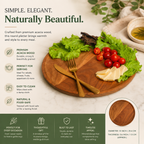 Azure Bloom Wooden Serving Platter | Premium Snack, Cheese & Appetiser Serving Tray