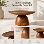 Platera Wooden Cake Stand | Walnut Finish Pedestal Stand for Cakes & Desserts