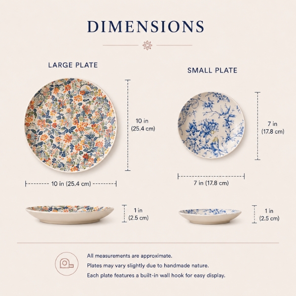 Mixed Pattern Floral Decorative Plates for Wall Display – Set of 4