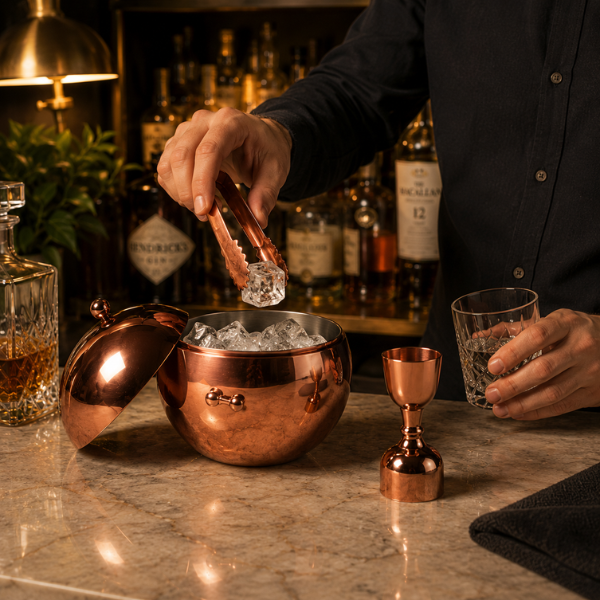 Sphere Chill Copper Edition Ice Bucket – Insulated Spherical Barware with Lid