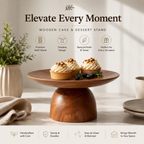 Platera Wooden Cake Stand | Walnut Finish Pedestal Stand for Cakes & Desserts