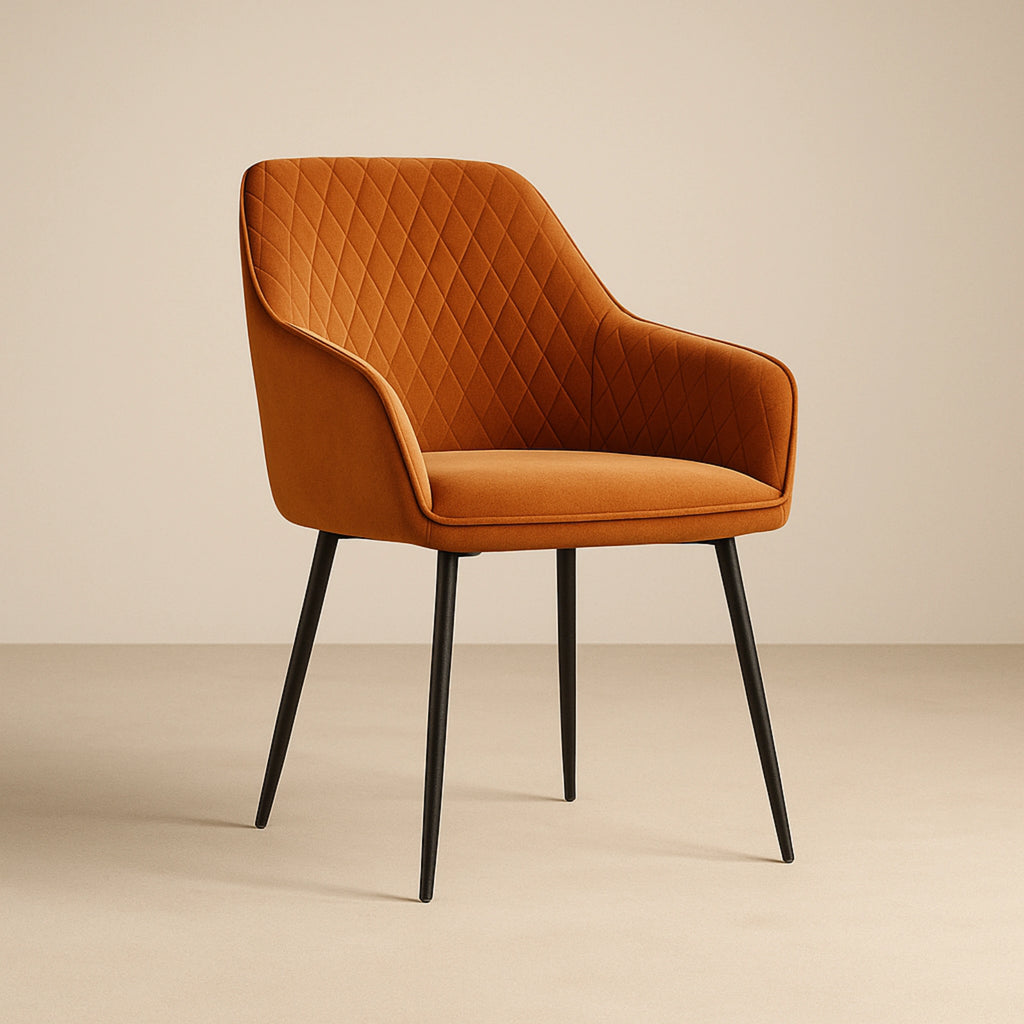 Quilt Upholstered Dining Chair with Wooden Legs