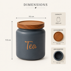 Grey Mist Ceramic Canister Set with Wooden Lid – Kitchen Storage Jars Set of 3