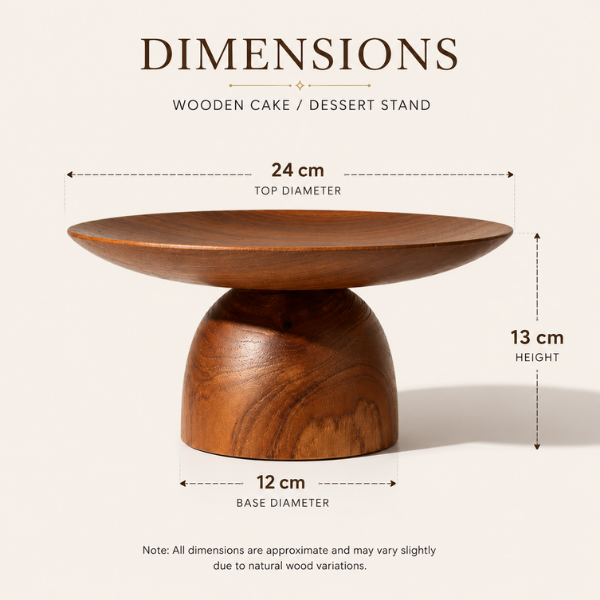 Platera Wooden Cake Stand | Walnut Finish Pedestal Stand for Cakes & Desserts