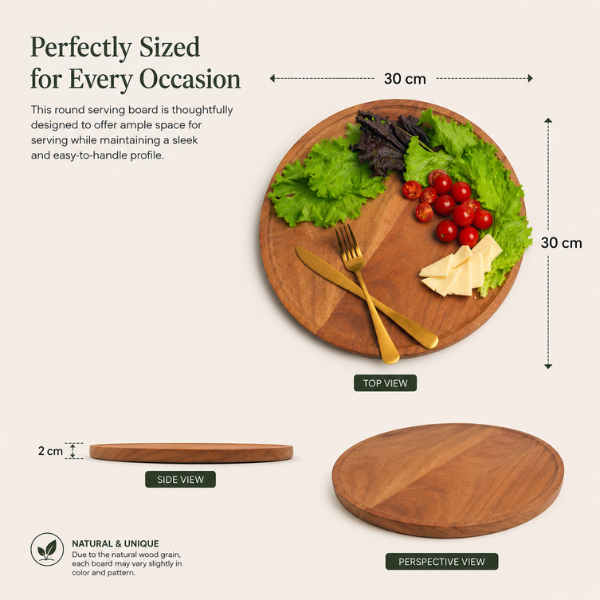 Azure Bloom Wooden Serving Platter | Premium Snack, Cheese & Appetiser Serving Tray