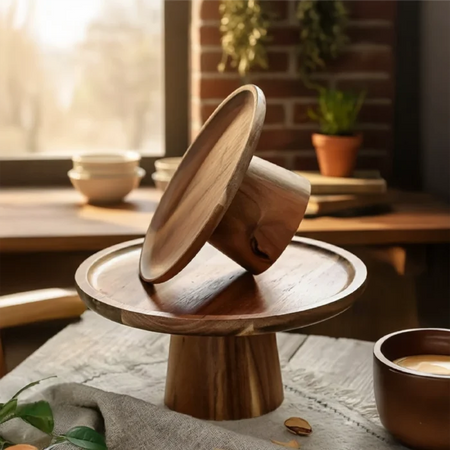Wooden Cake Stand | Pedestal Stand for Cakes & Desserts