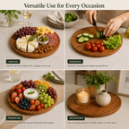 Azure Bloom Wooden Serving Platter | Premium Snack, Cheese & Appetiser Serving Tray