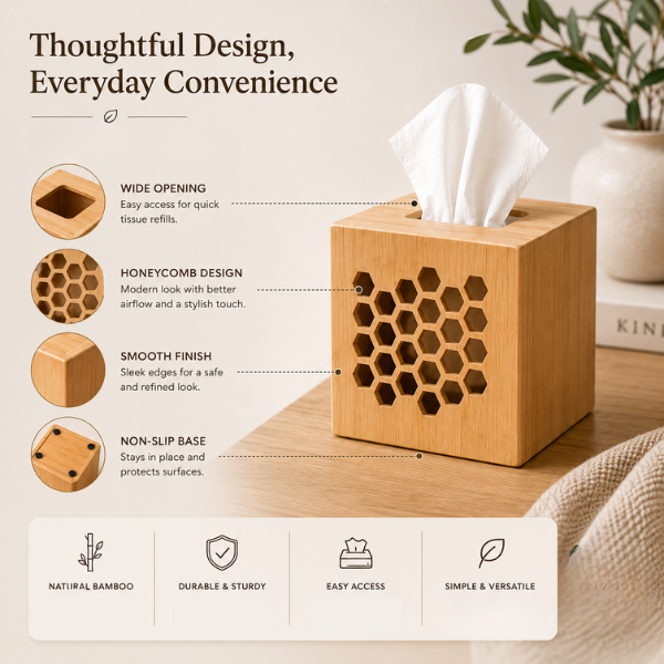 Karo Honeycomb Wooden Napkin Holder for Dining Table