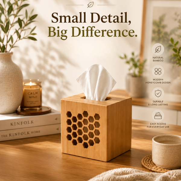 Karo Honeycomb Wooden Napkin Holder for Dining Table