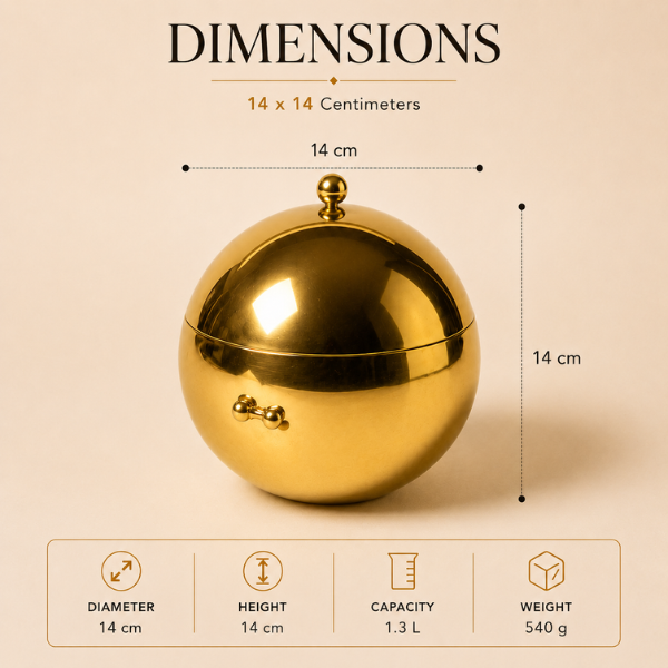 Sphere Chill Gold Edition Ice Bucket – Insulated Spherical Barware with Dome Lid