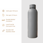 Insulated Stainless Steel Water Bottle (500ml) | Hot & Cold Vacuum Flask upto 18 hrs