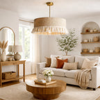 Tasseled Drum Hanging Lamp – Sustainable Fiber Ceiling Light
