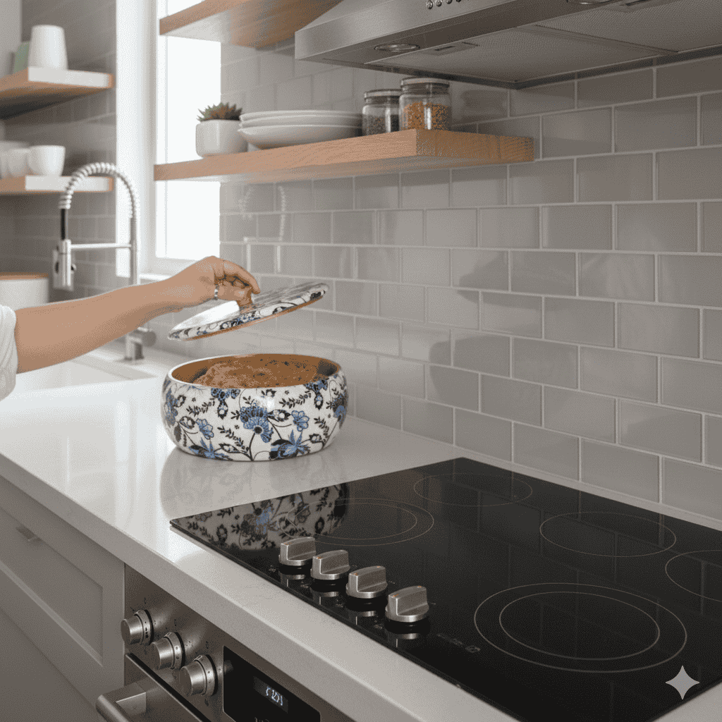 Wooden Roti Keeper with Floral Enamel Design | Insulated Roti Box for Chapati & Bread