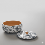 Wooden Roti Keeper with Floral Enamel Design | Insulated Roti Box for Chapati & Bread