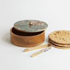 Round Mango Wood Roti Server – 9-Inch Insulated Casserole with Designer Lid