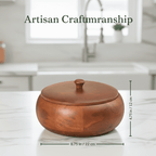 Handcrafted Sheesham Wood Roti Box – Handi Style Insulated Wooden Casserole for Fresh Puris and Rotis