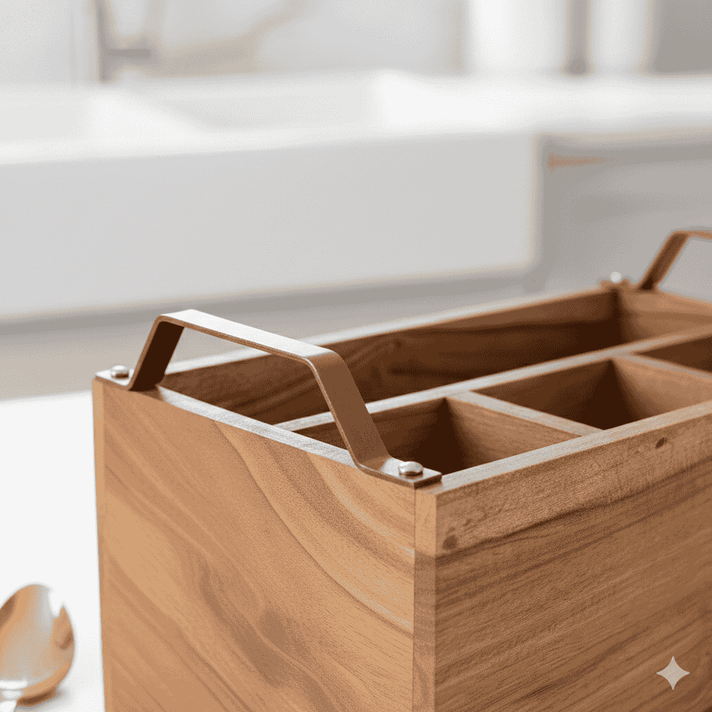 Wooden Spoon Stand for Kitchen Counter | Premium Cutlery & Utensil Organizer