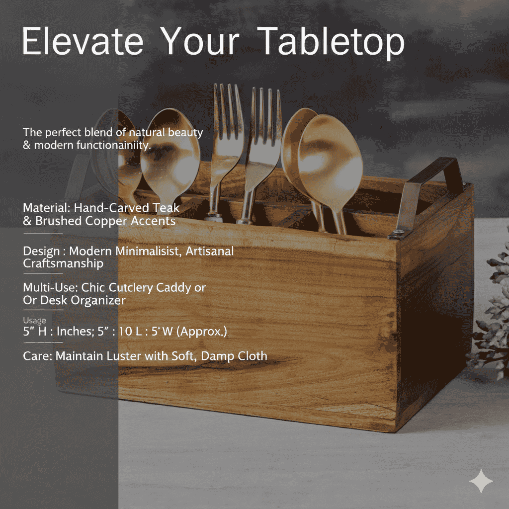 Wooden Spoon Stand for Kitchen Counter | Premium Cutlery & Utensil Organizer