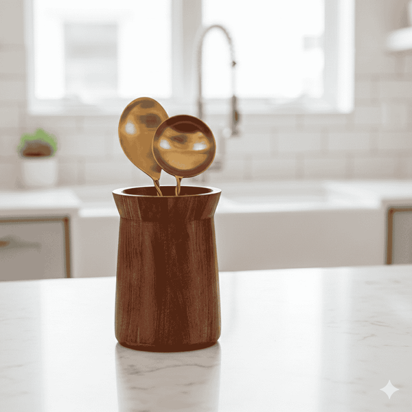 Solid Wood Spoon Stand: Compact Kitchen Tool Holder-Multipurpose