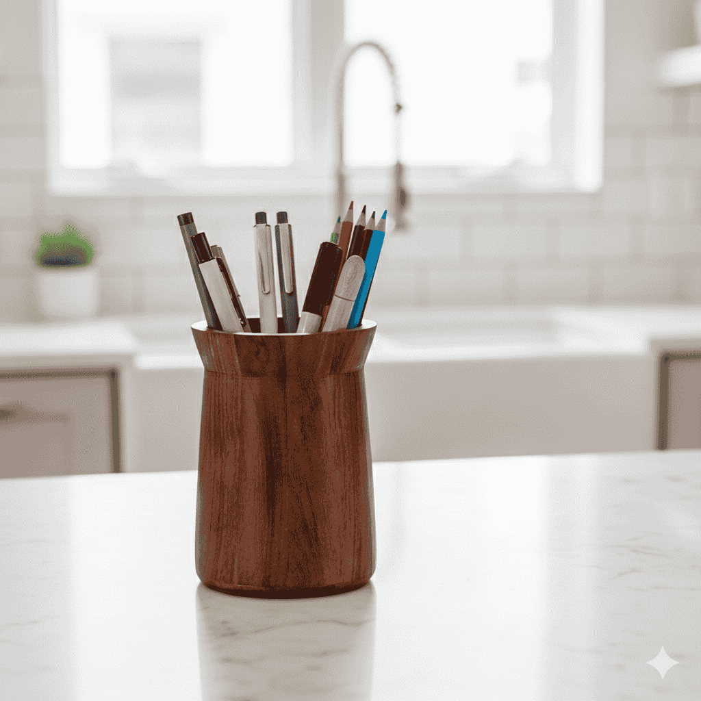 Solid Wood Spoon Stand: Compact Kitchen Tool Holder-Multipurpose