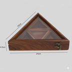 Unique Triangle Wooden Masala Box with 4 Compartments & Glass Lid